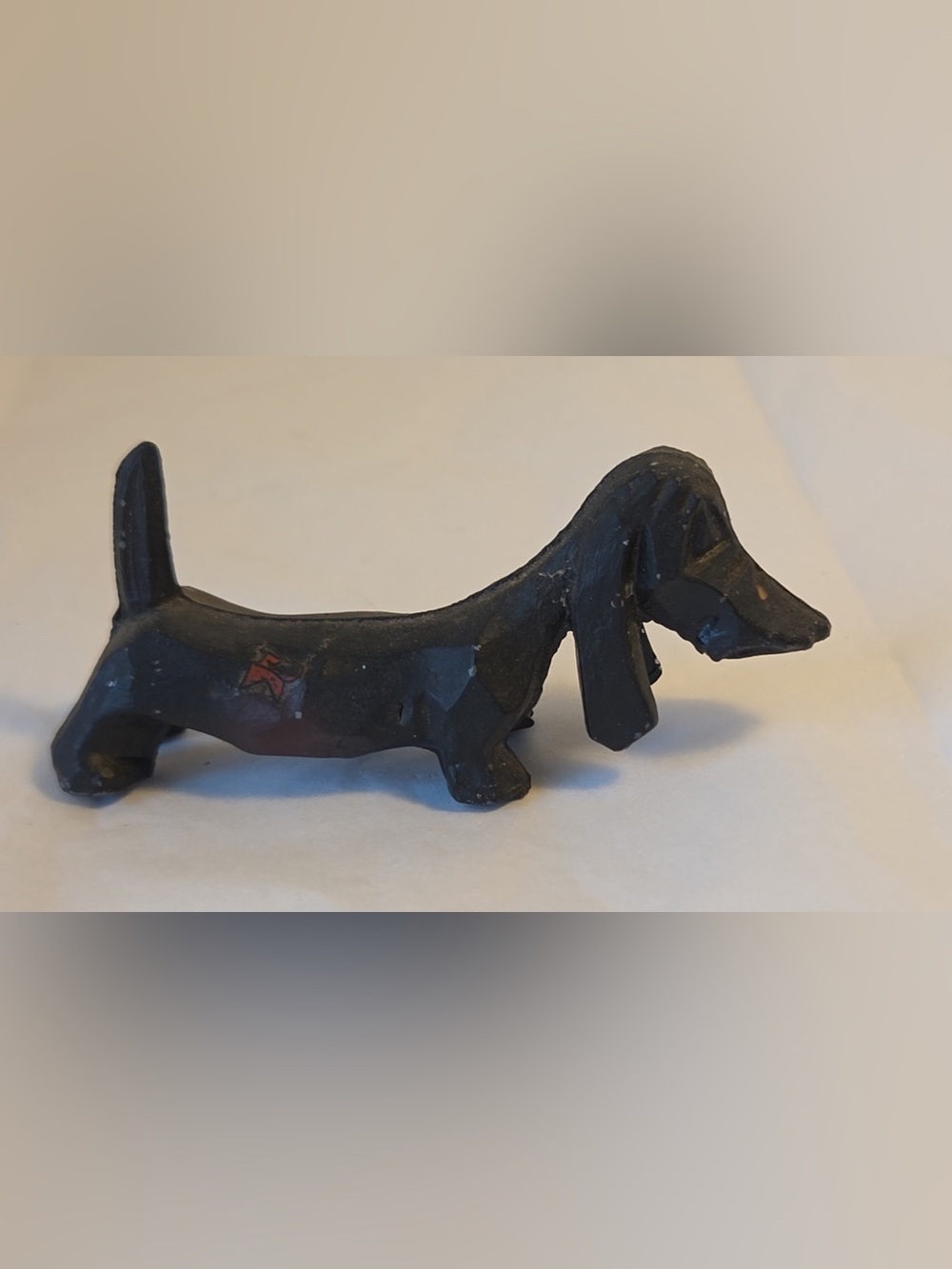 Vintage  Dachshund Dog Figurine Black Miniature